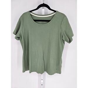 Isaac Mizrahi LIVE! Women's Green Round Neck Pullover Short Sleeve Top Size 1X